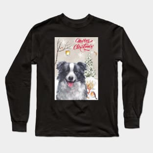 Border Collie Merry Christmas Santa Dog Long Sleeve T-Shirt